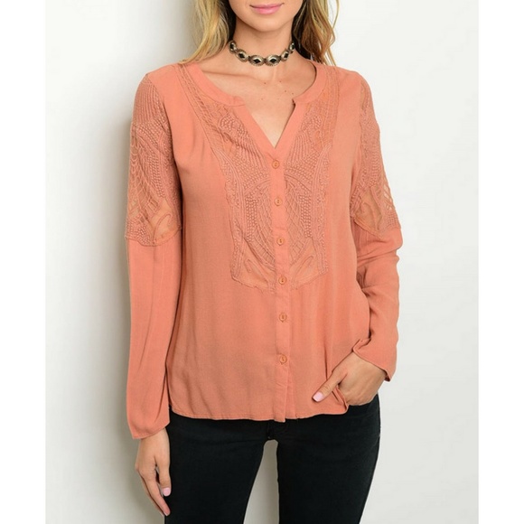Peach Lace Blouse {Andree} - Picture 2 of 3